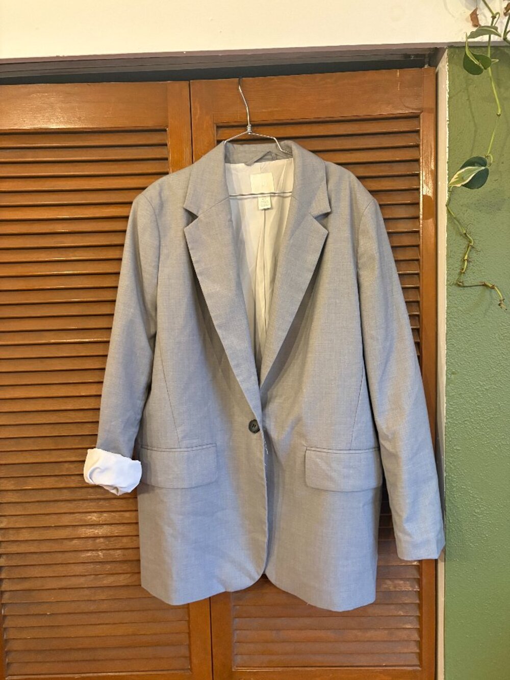 Grey Oversize H&M Womens Blazer Size M